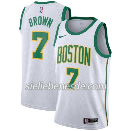 Herren NBA Boston Celtics Trikot Jaylen Brown 7 2018-19 Nike City Edition Weiß Swingman